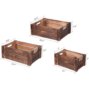 Set di 3 rustiche casse di nidificazione in <span class=keywords><strong>legno</strong></span> fattoria contenitore di stoccaggio in <span class=keywords><strong>legno</strong></span> scatole con manici ritagliati cestini in <span class=keywords><strong>legno</strong></span> per la visualizzazione - Product Image 6