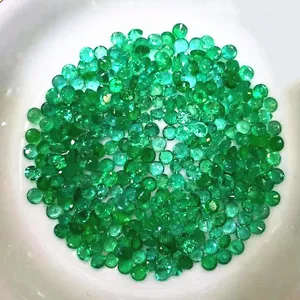 High Quality Gemstone Jewelry Side Stone Wholesale 3ミリメートルRound Cut Zambia Natural Emerald Loose Stones