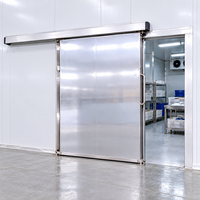Porte coulissante manuelle pour chambre froide, idéale pour les centres de distribution alimentaire, avec accès latéral coulissant et isolation pour entrepôts frigorifiques industriels