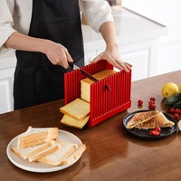 Trancheur de pain réglable en plastique avec support anti-éclaboussures, couteau à pain pliable et écologique pour la découpe de pains, outils de cuisine et de pâtisserie