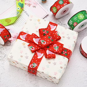 2ซม. ริบบิ้นผ้าโพลีเอสเตอร์พิมพ์ลายสำหรับตกแต่งของขวัญคริสต์มาส - Product Image 5