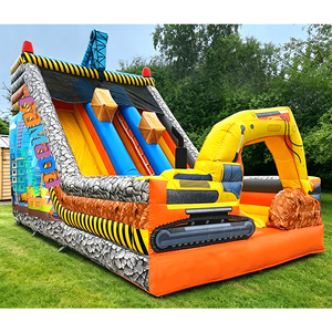 Toboggan aquatique gonflable pour excavateur, toboggan sec gonflable à double piste, idéal pour les garçons, toboggan gonflable pour fête d'enfants, toboggan de parc gonflable - Vente chaude - Product Image 1