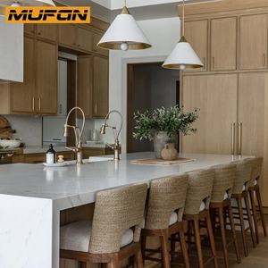 Diseños de Islas de Cocina de Roble Blanco Americano, Tiradores Dorados de Lujo, Gabinetes de Cocina de Madera Maciza Estilo Shaker <span class=keywords><strong>Delgado</strong></span>, Conjuntos Completos Personalizados - Product Image 2