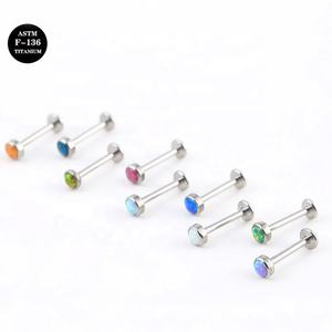 Anneaux de <span class=keywords><strong>piercing</strong></span> labret en titane G23 à filetage interne avec opale pour cartilage d'oreille/tragus/lèvre/nez - Bijoux cadeau de mariage - Product Image 6