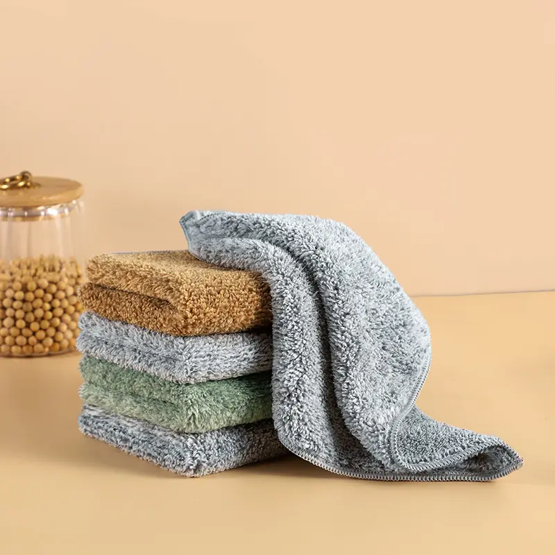 Bamboo Charcoal Dish Cloth Non - oil Household Cleaning Bamboo Fiber Kitchen Supplies Thickening Towel