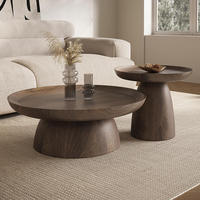 Table basse ronde moderne en bois massif, design italien, meubles de salon, facile à nettoyer, modèle SUNWOODD EXPO 00, prix de gros