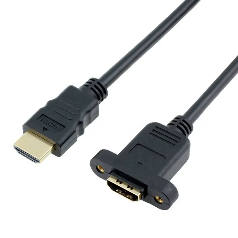 High Speed 1080P Screw Panel Mount Male To Female HDMI Cables Kabel V1.4 Female To Female Panel Mount HDMI Extension Cable Cord