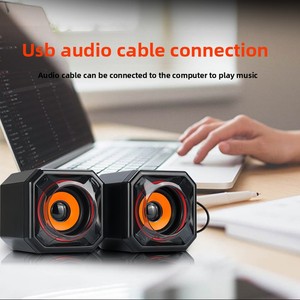 Enceintes de jeu RGB vertes et orange - Système audio de bureau 10W alimenté par USB pour PC, ordinateur portable, configuration de joueur avec éclairage dynamique - Product Image 4