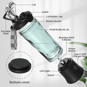 Factory Direct Sale Portable 600ml Small USB Rechargeable 6 Blades <strong>Fruit</strong> Mixer Mini <strong>Hand</strong> <strong>Juicer</strong> Smoothie Blender