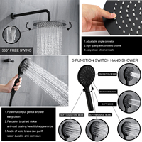 Ensemble de douche d'hôtel entièrement en cuivre avec installation murale dissimulée Pommeau de douche noir à une poignée Robinets de bain Motif de pulvérisation de pluie