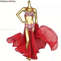 Nouvelle tenue de danse du ventre pour femmes, style tribal, ornée de cristaux, longue et sexy, pour spectacle, style carnaval
