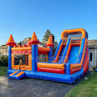 Château gonflable commercial pour enfants avec toboggan, idéal pour les fêtes et la location extérieure
