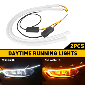 2x 60cm 24inch Car <b>LED</b> Switchback DRL daytime running lights <b>Tube</b> Light Strip Amber Sequential Flow Turn Signal - Product Image 5