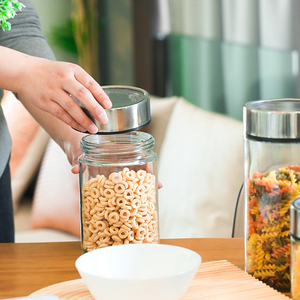 Ngày Quay Số Nắp Thủy Tinh Thực Phẩm Hạt <span class=keywords><strong>Container</strong></span> & Tổ Chức Và Lưu Trữ Lọ Hộp Bộ Rõ Ràng Top Kim Loại Có Nắp Đậy Cho Nhà Bếp - Product Image 1
