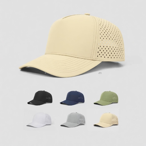 Blank <b>Plain</b> Golf Hat Men Hydro Curved Brim 5 Panel Laser Cut Hole Snapback Perforated Golf Baseball Hat <b>Caps</b> - Product Image 1