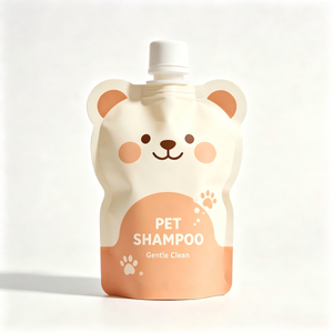 Bolsa de plástico PET PE personalizada, resellable, con cierre zip, tipo stand-up, con cuchara para almacenar comida y champú para mascotas - Product Image 1