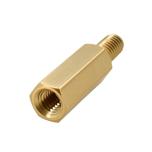 ขายึดทองเหลืองหกเหลี่ยมด้านเดียว M5 M6 M8 ขัดเงาพร้อมเกลียว - Product Image 1
