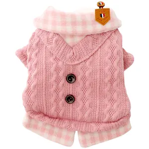 Pull en laine rose chaud pour chien, modèles durables, épais, automne, hiver