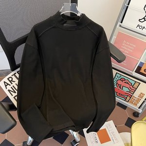 Maglia Termica da <span class=keywords><strong>Uomo</strong></span> a Collo Alto, Doppio Strato in Pile Spazzolato, T-Shirt a Maniche Lunghe Calda Tinta Unita per Autunno e Inverno - Product Image 5