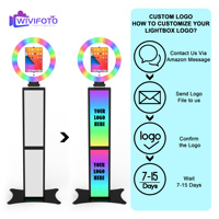 Photomaton portable sur pied pour iPad, compatible avec les tablettes de 10 pouces/12,9 pouces, avec anneau lumineux LED, vidéo en direct instantanée et station de selfie