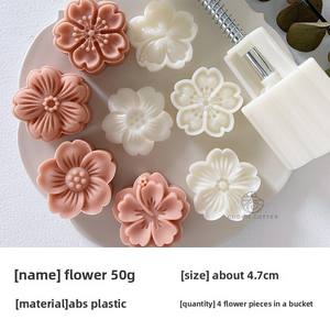 50g flor Mung Bean <span class=keywords><strong>Cake</strong></span> nieve piel Mooncake molde plástico prensado a mano té Snack cantonés postre herramienta para hornear - Product Image 6