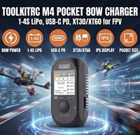 Cargador de Baterías Portátil ToolkitRC M4 Pocket 80W Mini Balance Charger 1-4S LiPo con Entrada USB-C PD y Salida XT30 XT60 para Drones FPV