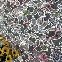 Nouveautés 2026 Tissu en dentelle brodée imprimé Polyester Tissu en tulle brodé floral pour robes décontractées