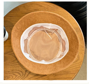 Sombrero de cubo de pana de Color sólido con logotipo bordado personalizado de alta calidad JX para mujer, gorra de cubo Lisa a la moda - Product Image 5