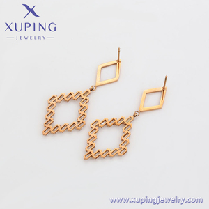 81069 XUPING <strong>JEWELRY</strong> Quadrilateral Delicate Charm <strong>Jewelry</strong> with Diamonds Stainless Steel Rose Gold Plated Pendant Earrings - Product Image 3