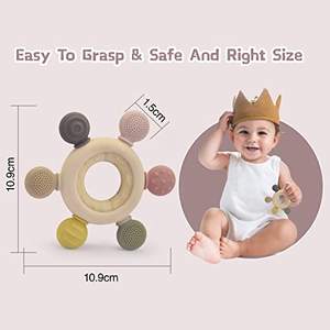Nouveau-né bébé jouet de <span class=keywords><strong>dentition</strong></span> <span class=keywords><strong>anneau</strong></span> en <span class=keywords><strong>Silicone</strong></span> souple avec <span class=keywords><strong>anneau</strong></span> de <span class=keywords><strong>dentition</strong></span> en bois produit de <span class=keywords><strong>dentition</strong></span> pour bébé - Product Image 5