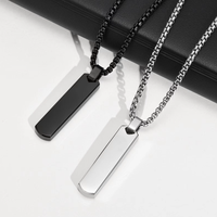 Collier pendentif simple en acier inoxydable plaqué noir, long, géométrique, pour homme, accessoire de mode