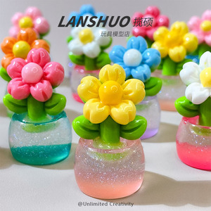 Lanshuo Mini Glow In Dark Flower Pot Diy Decor Plastic Resin Home <b>Car</b> <b>Ornament</b> - Product Image 3