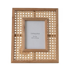 Japanese Style Solid Wood Rattan Photo <b>Frame</b> 5x7 In Rectangular Wall Hanging Handmade For Home Decor - Product Image 4