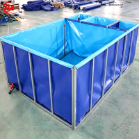 Bassin pliable carré en bâche PVC 5000 litres – Réservoir durable pour l'aquaculture commerciale et l'élevage de crevettes