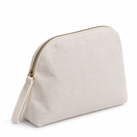 Sac de rangement cosmétique en coton et lin, couleur unie, fermeture éclair, écologique, léger, durable, pratique, personnalisable, grande taille