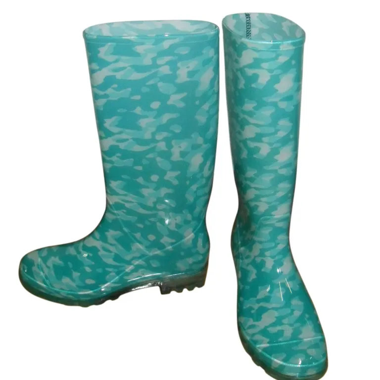 Botas de lluvia de Pvc para mujer, botas de tubo largo con absorción de impacto, suaves y moradas