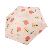 Groothandel handmatige pongee UV-beschermende zakformaat draagbare fruitprint mini harde hoes 5-voudige paraplu met logo opdruk