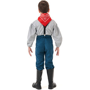 Conjunto de Disfraz de Niño Campesino Colonial con Pañuelo Rojo, Atuendo Vintage para Juego de Roles - Product Image 4