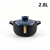 Casserole en céramique de style chinois de 2,8 L, Gudao Blue, durable, antiadhésive, écologique, non compatible avec les plaques à induction, avec couvercle