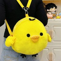 Sac à dos en peluche poussin pour filles, motif dessin animé, poulet jaune, doux et mignon, cadeau pour l'école et la maternelle, vente en gros