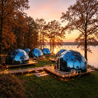 Tenda Kubah Kaca Tahan UV Dengan Rangka Aluminium dan Pintu Kaca Rumah Glamping untuk Perkemahan Luar Ruangan