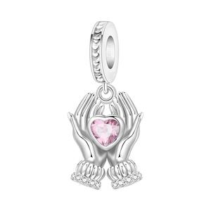 Abalorios <span class=keywords><strong>de</strong></span> Corazón para el Día <span class=keywords><strong>de</strong></span> San Valentín, Día <span class=keywords><strong>de</strong></span> la Madre, Día del Niño, Chapados en Cobre y Plata, Cuentas para Pulseras DIY, Pulseras <span class=keywords><strong>de</strong></span> Amor con Circonitas - Product Image 5