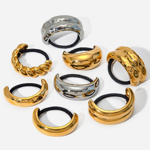 Stainless Steel 18k Gold Plated U Shape Hair Ties <b>Large</b> Ponytail Accessories Casual Style Summer 2024 - Product Image 1