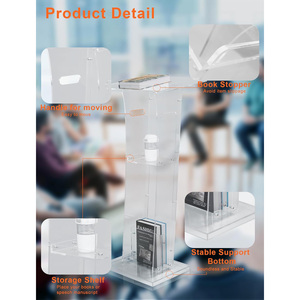 Hiện đại Acrylic bục đứng rõ ràng bục giảng Lớp Học Bục Giảng trình bày với kệ lưu trữ cho cho Nhà thờ buổi hòa nhạc sân khấu - Product Image 4