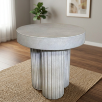Table d'appoint en béton au design cannelé trèfle moderne, minimaliste pour salle à manger, appartement, hôtel, villa, bureau, immeuble