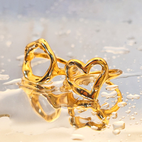 EManco Valentijnsdag Cadeau Minimalistische Ring 18K Goud Geïmpregneerd RVS Liefdeshart Vorm Holle Ring