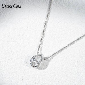 Collar de Moda StarsGem con Colgante de Diamante Cultivado en Laboratorio, Corte Pera, Oro Sólido de 10K, 0.5CT, Engaste de Bisel, Bañado en Rodio - Product Image 2