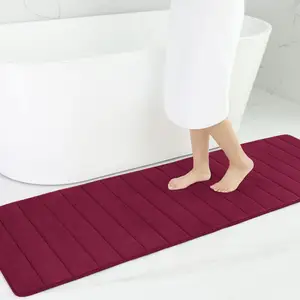 Tapete confortável para banheiro, tapete de banho de espuma de memória com relevo coral de lã