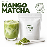 Poudre de thé vert matcha à la mangue en sachet, boîte ou bouteille pour la fabrication de boissons, OEM et emballage personnalisé