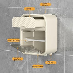 Bathroom Wall-mounted Tissue Box Plastic Tissue Holder No Drill Self <b>Adhesive</b> Plastic Tissue Box - Product Image 5